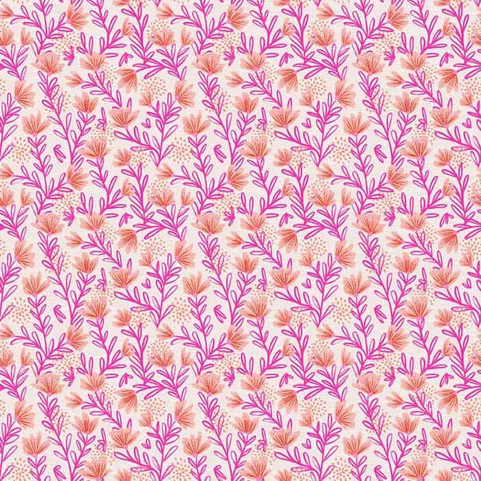 Dia De Muertos Pink Flower VIne Fabric Yardage