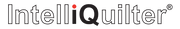 The IntelliQuilter logo features the brand name in black letters with a red dot above the lowercase i in Quilter. The background is light gray.