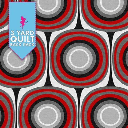 Squircle Red Black 108" Wide 3 Yard Quilt Fabric Back Pack