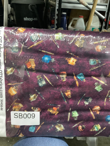 Bookworm Pen and Ink Toss quilting fabric short bolt 6 yards