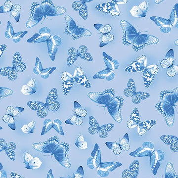 Blueberry Hill True Blue Butterflies Light Blue Fabric Yardage