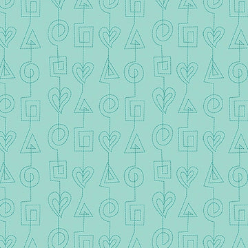 Stitchy Stitches Turquoise Fabric Yardage