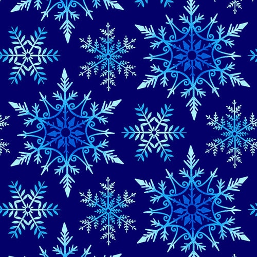 Crystal Frost Snowflakes Blue 108" Wide Quilt Backing Fabric