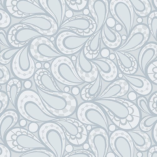 Paisley with Silver Metallic Accents on Light Gray