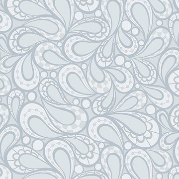 Paisley with Silver Metallic Accents on Light Gray