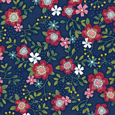 Primrose Path Navy Fabric Yardage