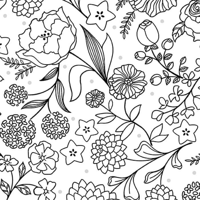 Botanica Feature Black on White Fabric Yardage