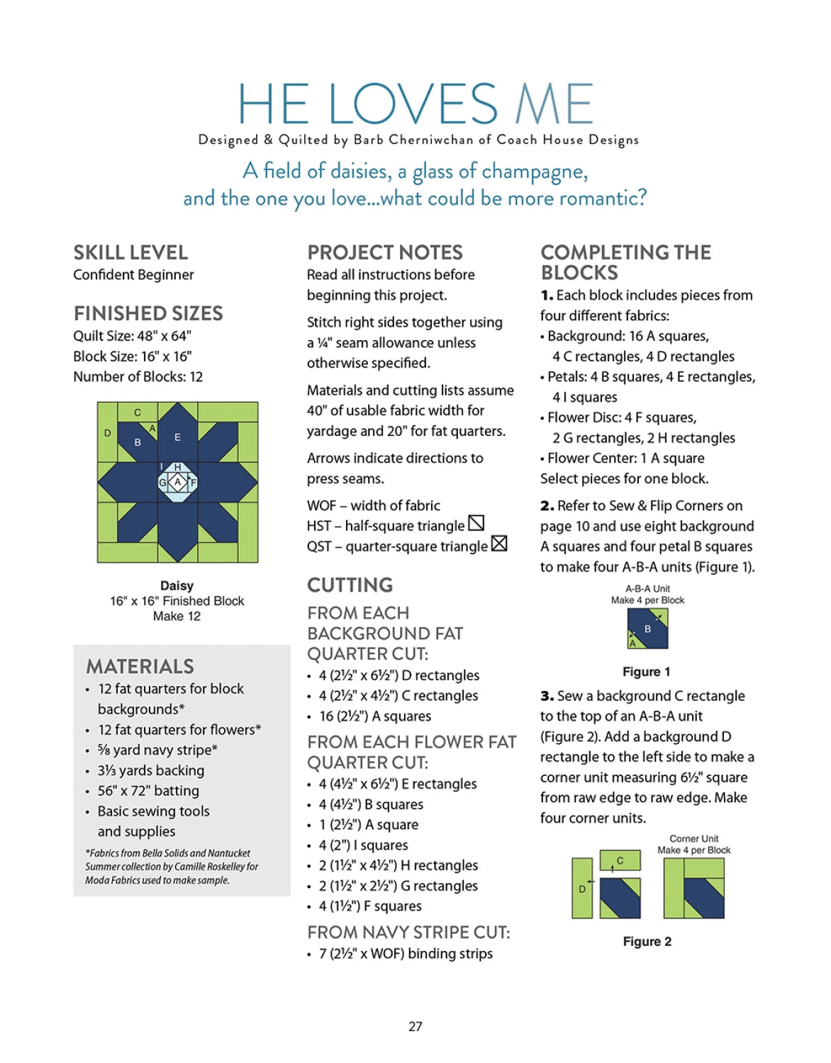 The Creative Precut Quilts: Inspiring Designs With Fabric Bundles instruction page by Checker Distributor features quilt patterns, block diagrams, cutting guides, material lists, skill levels, finished sizes, and step-by-step instructions on a white background.