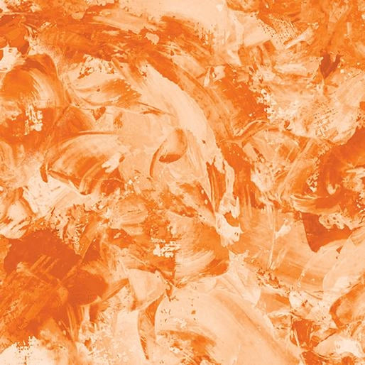 The Paint Splash Orange 108" Wide Quilt Backing Fabric by Benartex features dynamic, sweeping orange and white textures inspired by bold brushstrokes, evoking movement and depth perfect for quilt backings.