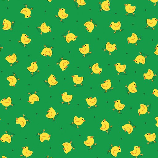 Barnyard Rules Green Here Chickies Fabric Yardage