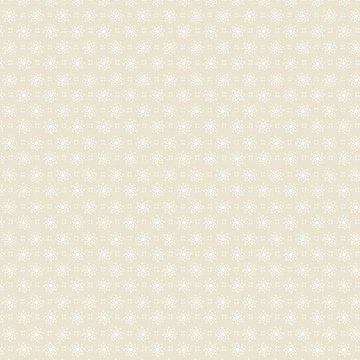 Classic Keepsakes Ecru Sunburst Dots Fabric Yardage by Benartex features a seamless light beige cotton design with subtle, evenly spaced white sunburst dots—perfect for timeless projects.