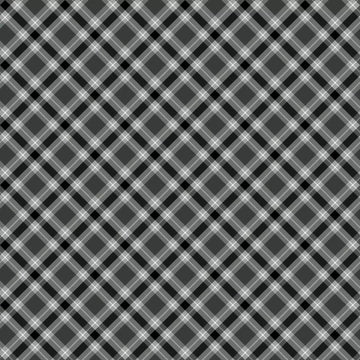 The Quilted Joy Bitty Back Pack Plaid Grey 55" x 108" wide quilt fabric features a seamless grey plaid with black, white, and gray diagonal lines and diamond shapes—ideal for quilting or wide fabric projects.