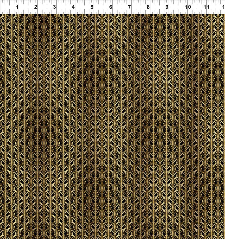 Steampunk Menagerie Deco Gold Fabric Yardage