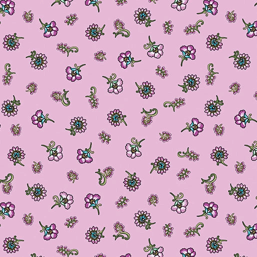 Jacobean Garden Lavender Petite Blossoms Fabric Yardage - quilt fabric for sewing and quilting projects