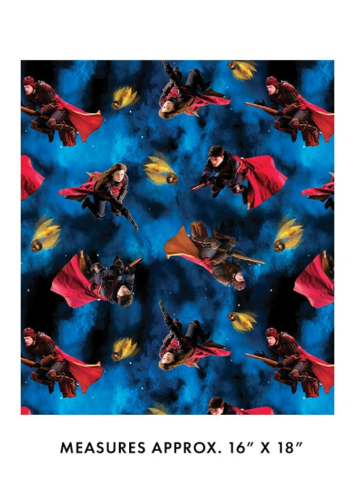 Harry Potter Playing Quidditch Blue Fabric Yardage