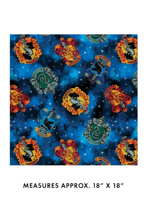 Harry Potter House Crests Blue Fabric Yardage
