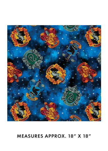 Harry Potter House Crests Blue Fabric Yardage
