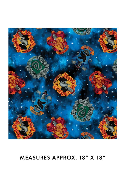 Harry Potter Blue Crests 60" Minkee Fabric Yardage - quilt fabric for sewing and quilting projects
