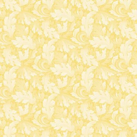 Twirling Leaves Light Yellow Fabric Yardage