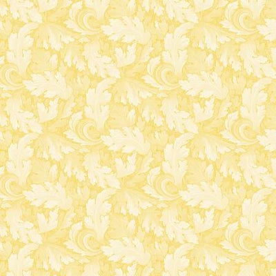 Twirling Leaves Light Yellow Fabric Yardage