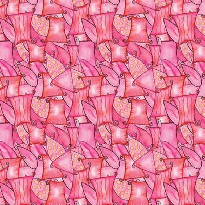 Overlapping Shapes Pink Fabric Yardage