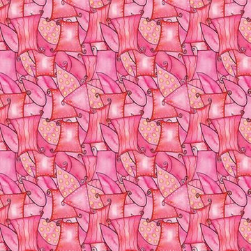 Overlapping Shapes Pink Fabric Yardage