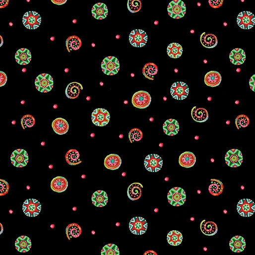 Snow Joy Black Swirls Fabric Yardage - quilt fabric for sewing and quilting projects
