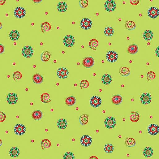 Snow Joy Lime Swirls Fabric Yardage - quilt fabric for sewing and quilting projects
