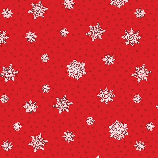 Snow Joy Red Flakes Fabric Yardage - quilt fabric for sewing and quilting projects