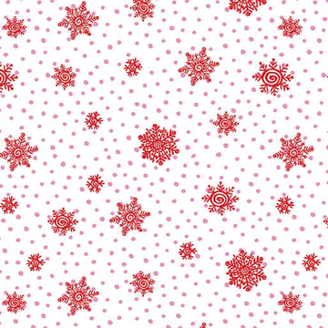 Snow Joy Red on White Flakes Fabric Yardage - quilt fabric for sewing and quilting projects