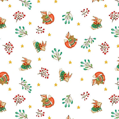 Snow Joy White Friends Fabric Yardage