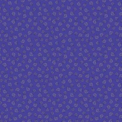 Scalloped Flowers Indigo Fabric Yardage