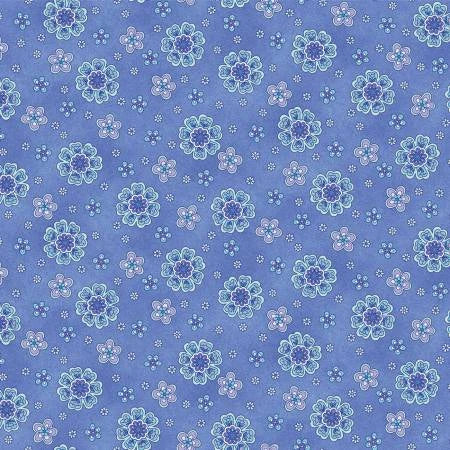 Floral Whimsy Blue Fabric Yardage