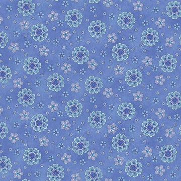 Floral Whimsy Blue Fabric Yardage