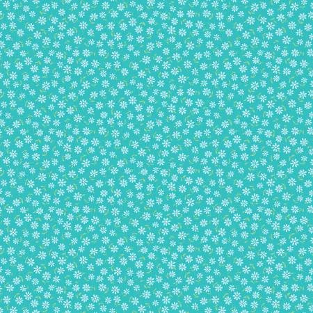 Dewdrop Daisy Aqua Fabric Yardage