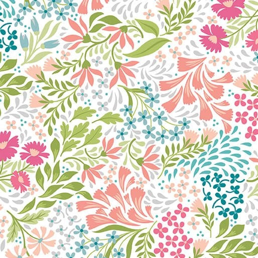 Garden Dalliance Coral Promenade cotton quilting fabric yardage