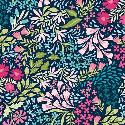 Garden Dalliance Indigo Promenade cotton quilting fabric yardage