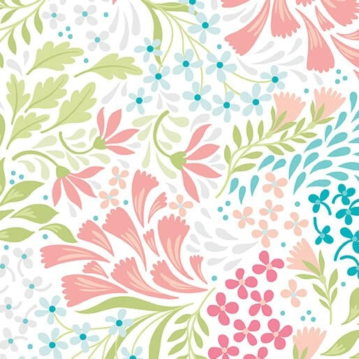 Garden Dalliance Coral First Impressions 108 inch wide quilt backing fabric