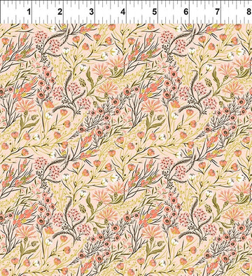 Whimsy Peach Wildflowers Fabric Yardage