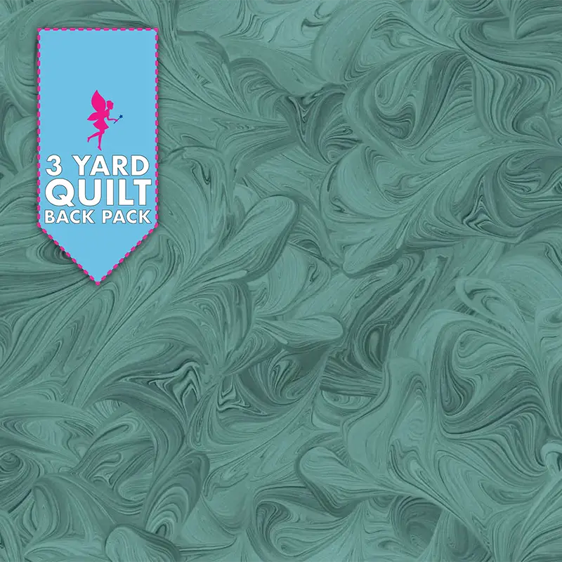 Swirls Teal 118" Wide 3 Yard Quilt Fabric Back Pack Product Photo