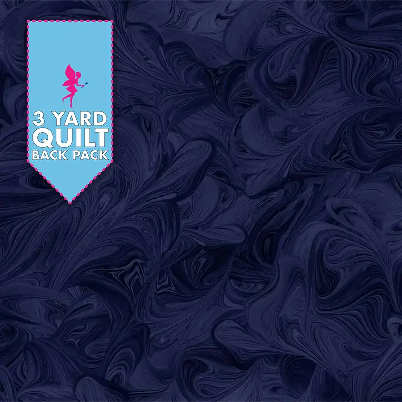 Swirls Navy 118" 3 Yard Quilt Fabric Back Pack Product Photo