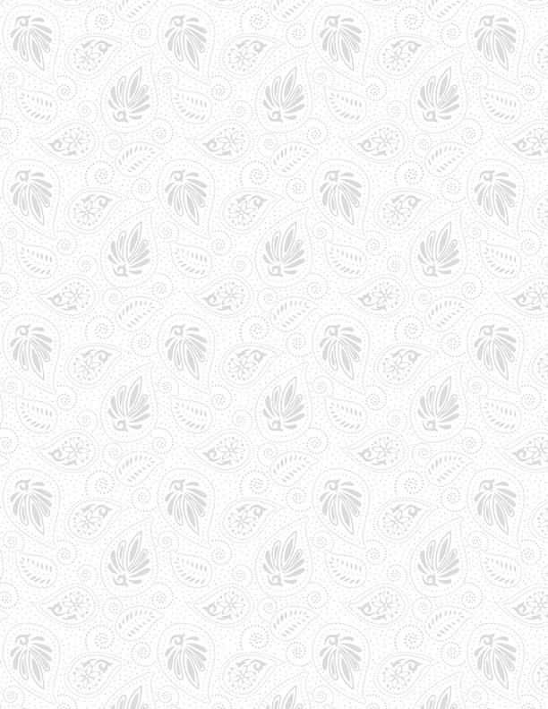 Paisley White on White Fabric Yardage