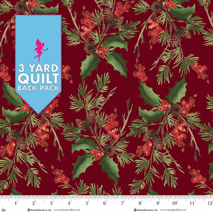 Holly Bouquet Red Berry Chic 108" Wide 3 Yard Quilt Back Pack