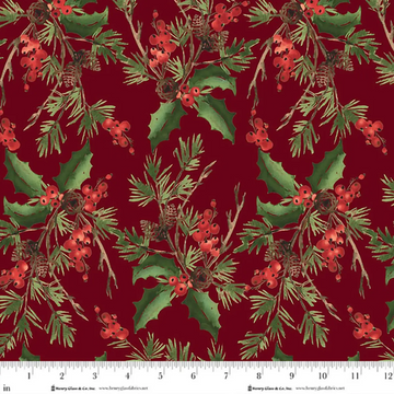 Holly Bouquet Red Berry Chic 108" Wide Quilt Backing Fabric