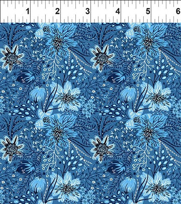 Whimsy Blue Starflowers Fabric Yardage