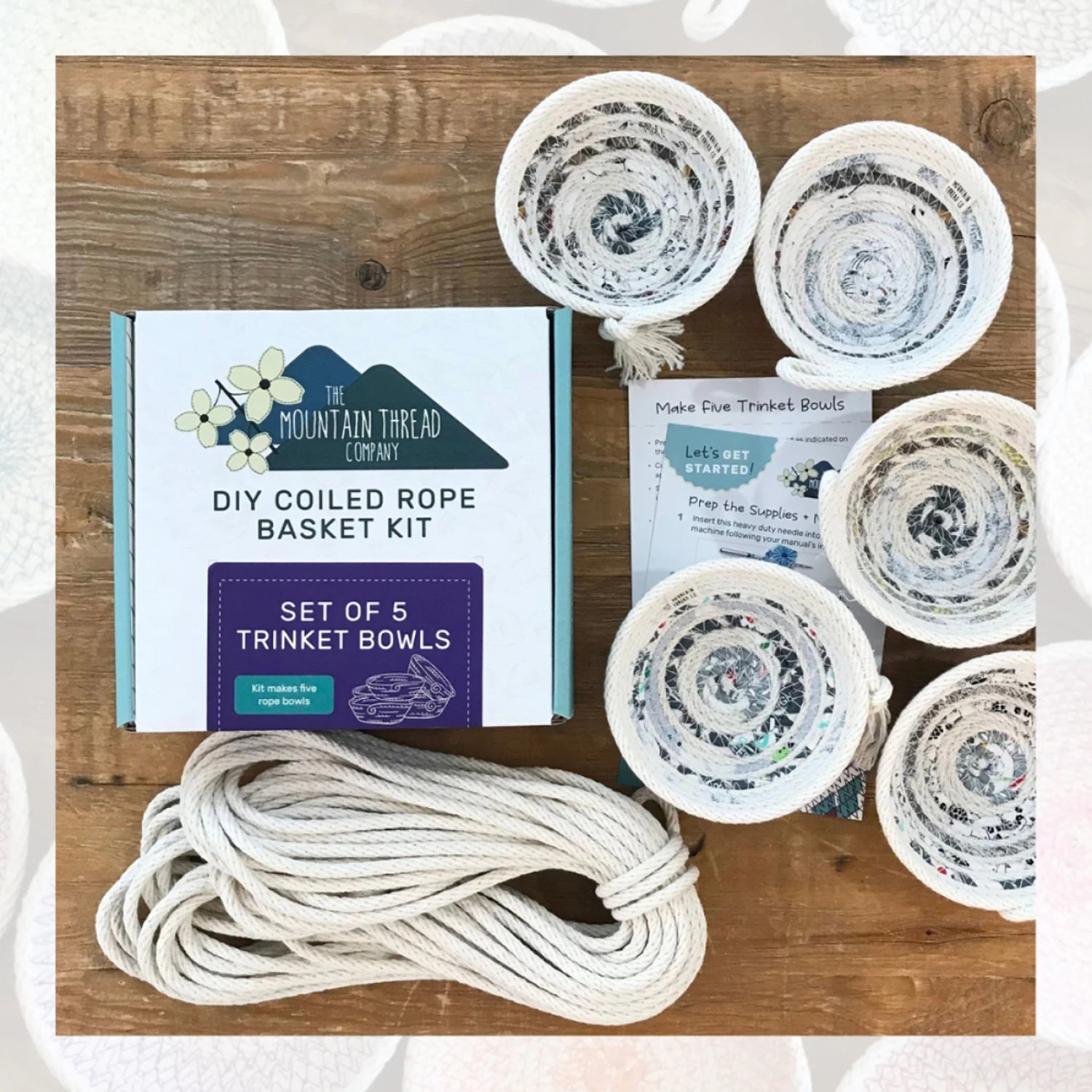 Coiled Rope Basket Kit 5 Trinket Bowls – Quilted Joy