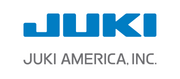 Logo with the word JUKI in bold blue letters above the gray text JUKI AMERICA, INC. on a white background.