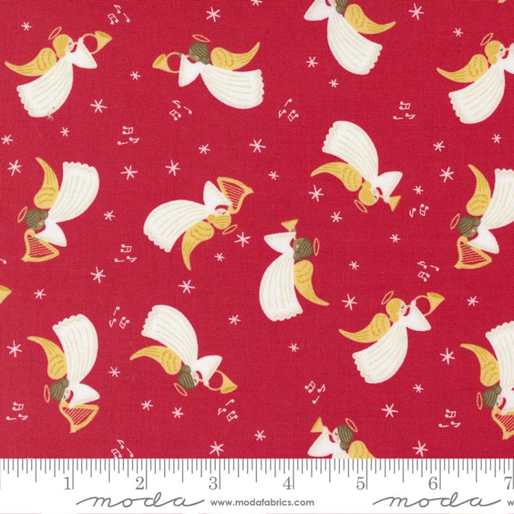 Joyful Joyful Red Hark the Angels Fabric Yardage