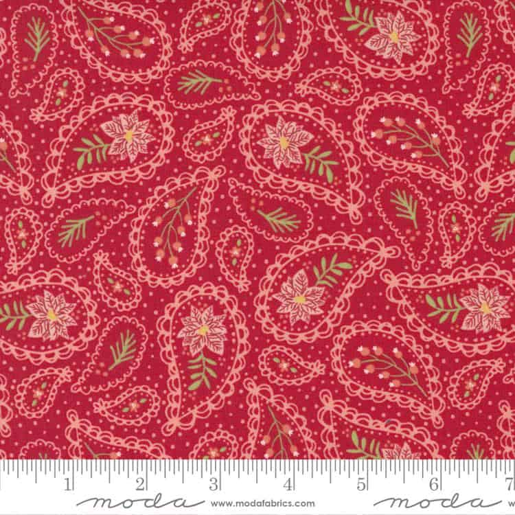 Joyful Joyful Red Festive Paisley Fabric Yardage