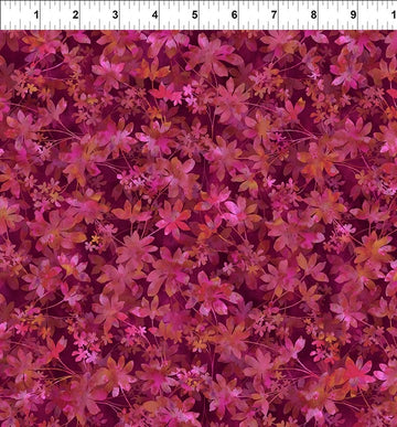 Prism II Magenta Falling Leaves Fabric Yardage